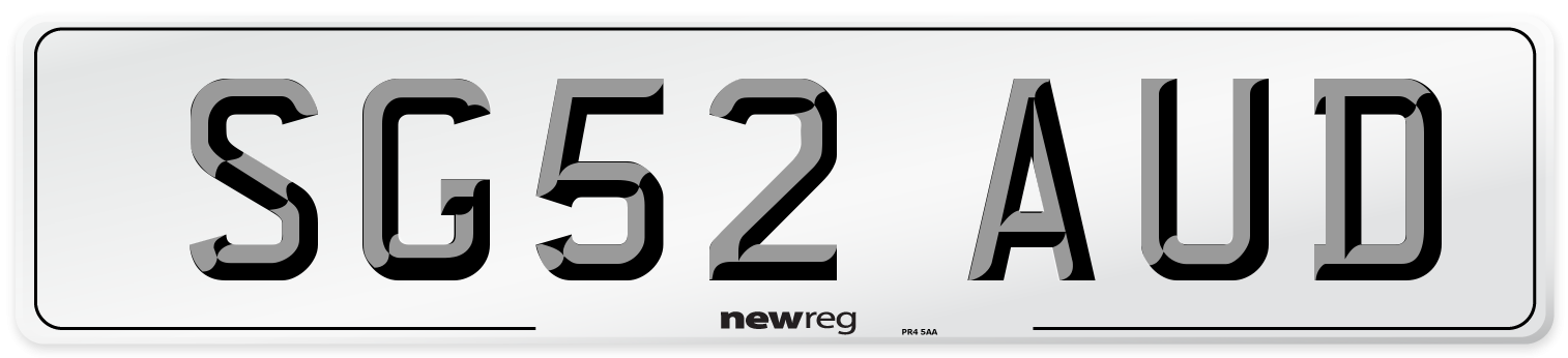 SG52 AUD Number Plate from New Reg